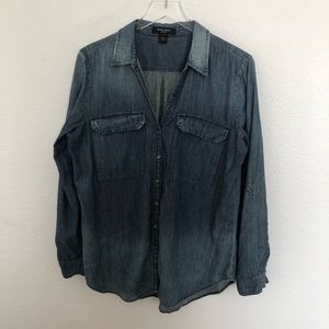 Nine West Chambray Denim Button Down Top XL